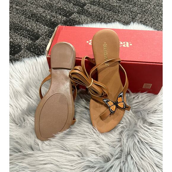 Andrea Lady Brown‎ Butterfly Strappy Sandal SZ 6 - Picture 6 of 7